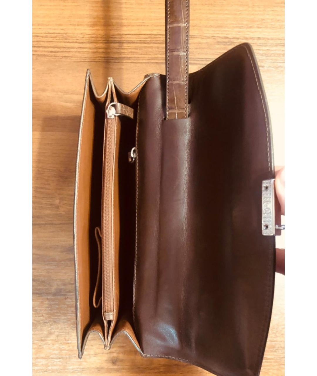 TESTONI Коричневая барсетка из экзотической кожи, фото 5