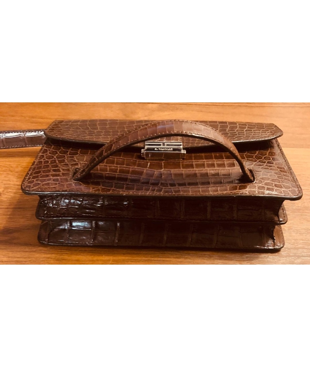 TESTONI Коричневая барсетка из экзотической кожи, фото 3