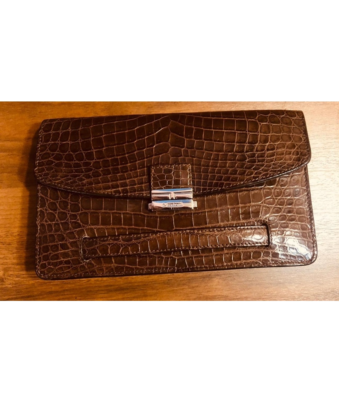 TESTONI Коричневая барсетка из экзотической кожи, фото 9