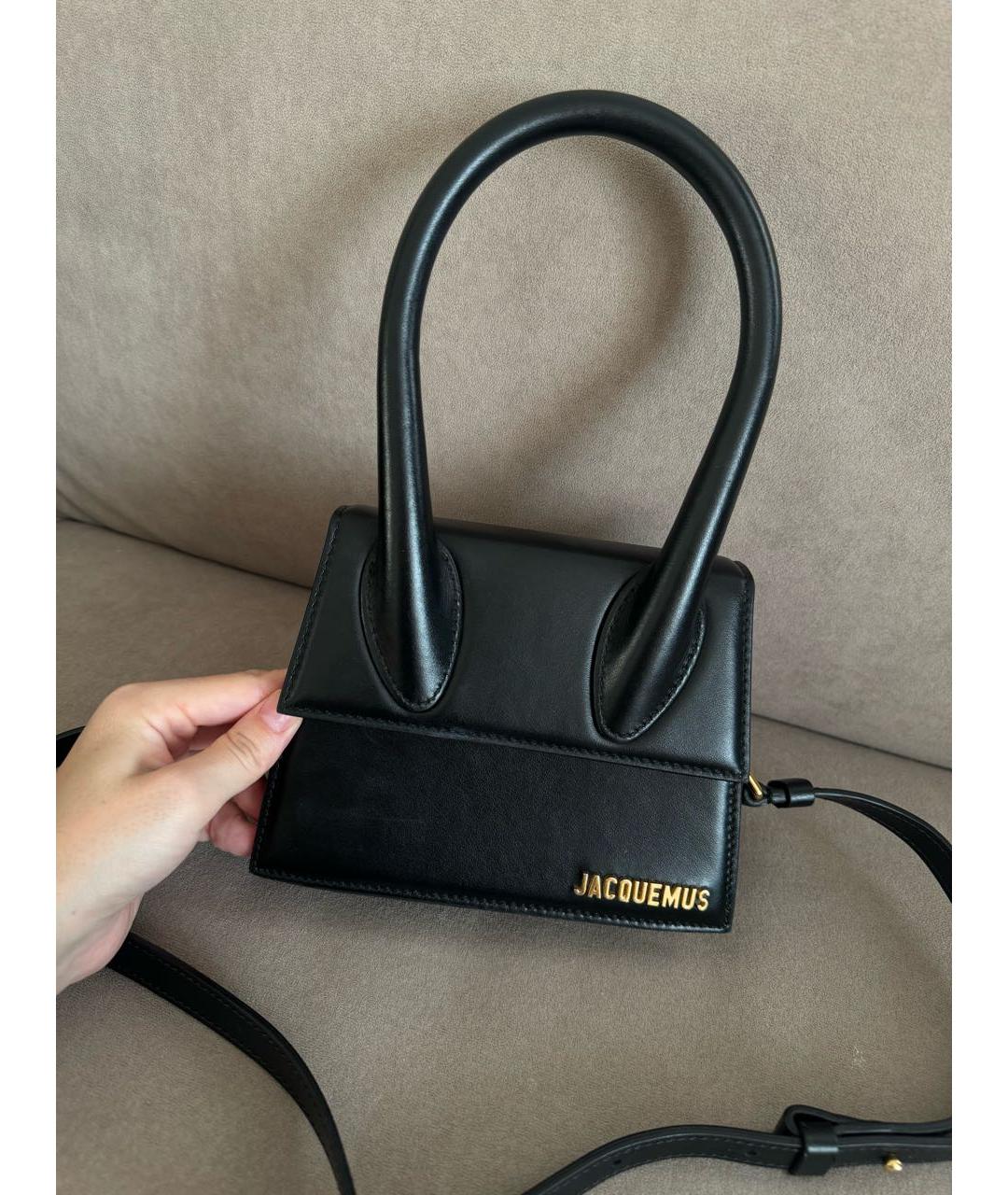 JACQUEMUS Черная кожаная сумка через плечо, фото 2