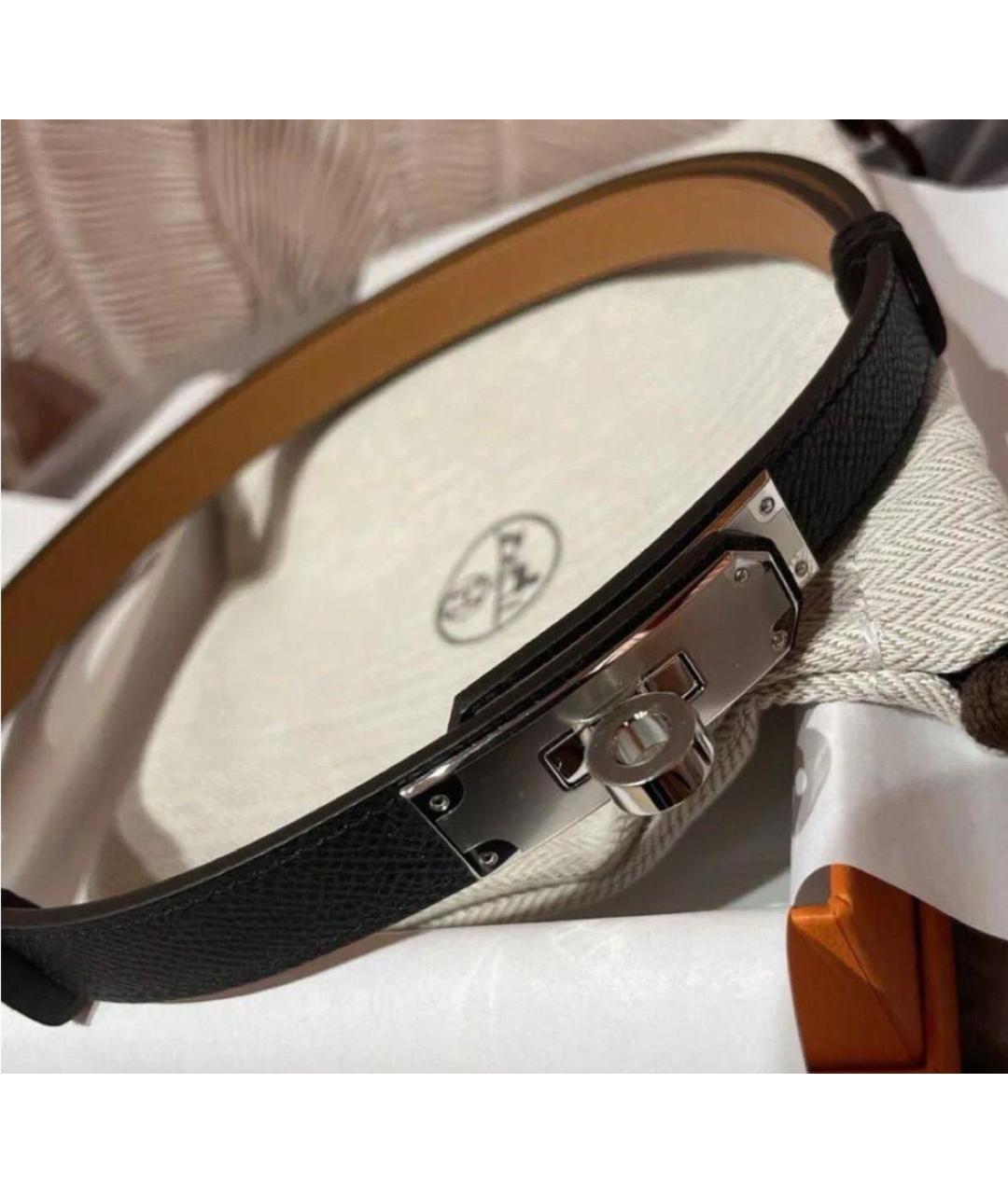 HERMES Черный кожаный ремень, фото 2