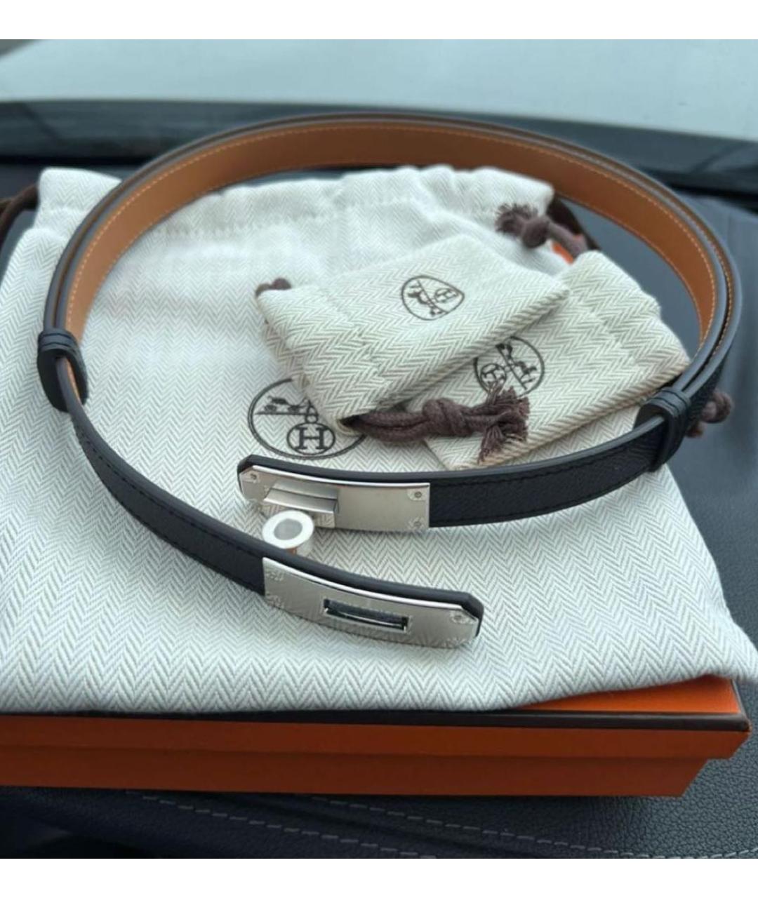HERMES Черный кожаный ремень, фото 3