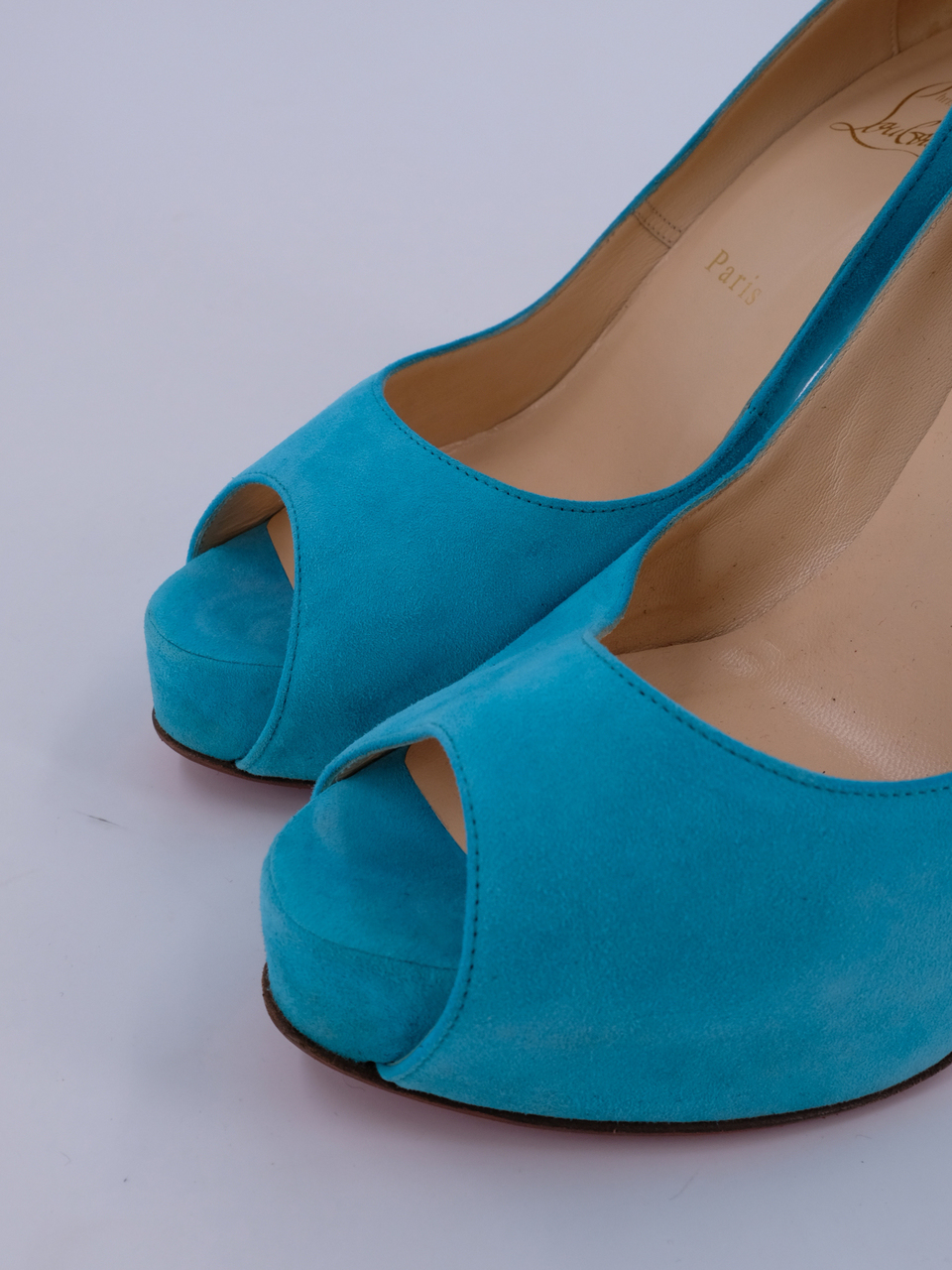 CHRISTIAN LOUBOUTIN Голубые замшевые туфли, фото 4