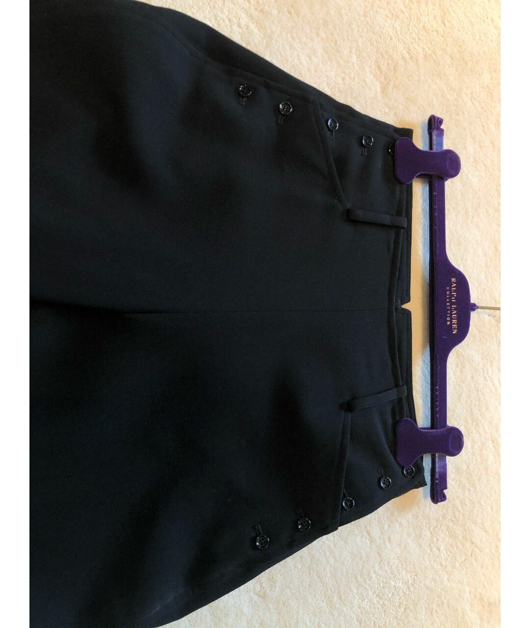 RALPH LAUREN COLLECTION Черные шерстяные прямые брюки, фото 5