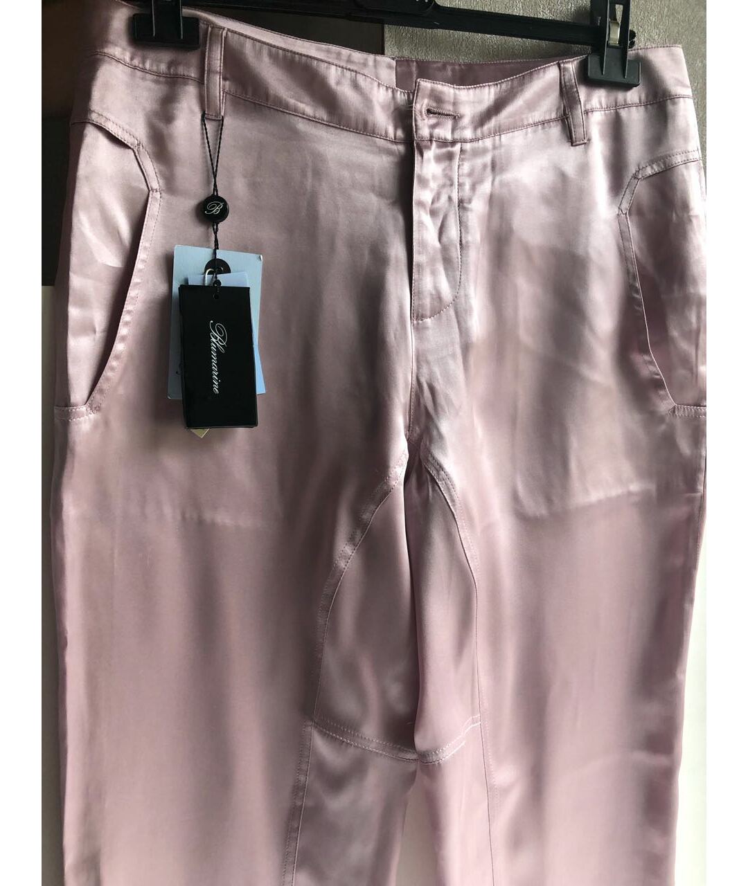 BLUMARINE Розовые шелковые прямые брюки, фото 7