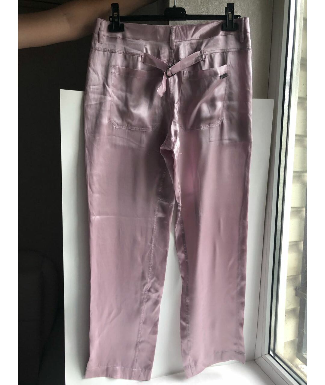 BLUMARINE Розовые шелковые прямые брюки, фото 6