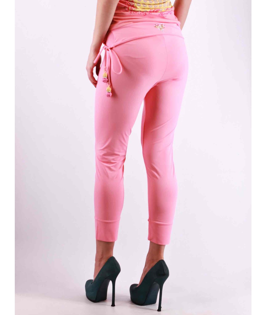 VDP Розовые полиамидовые прямые брюки, фото 4