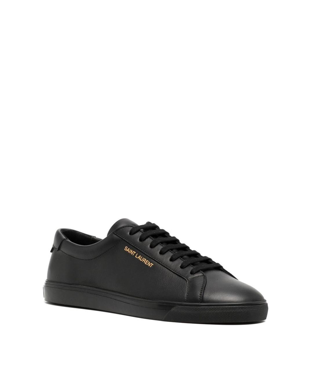 SAINT LAURENT Черные кожаные низкие кроссовки / кеды, фото 2