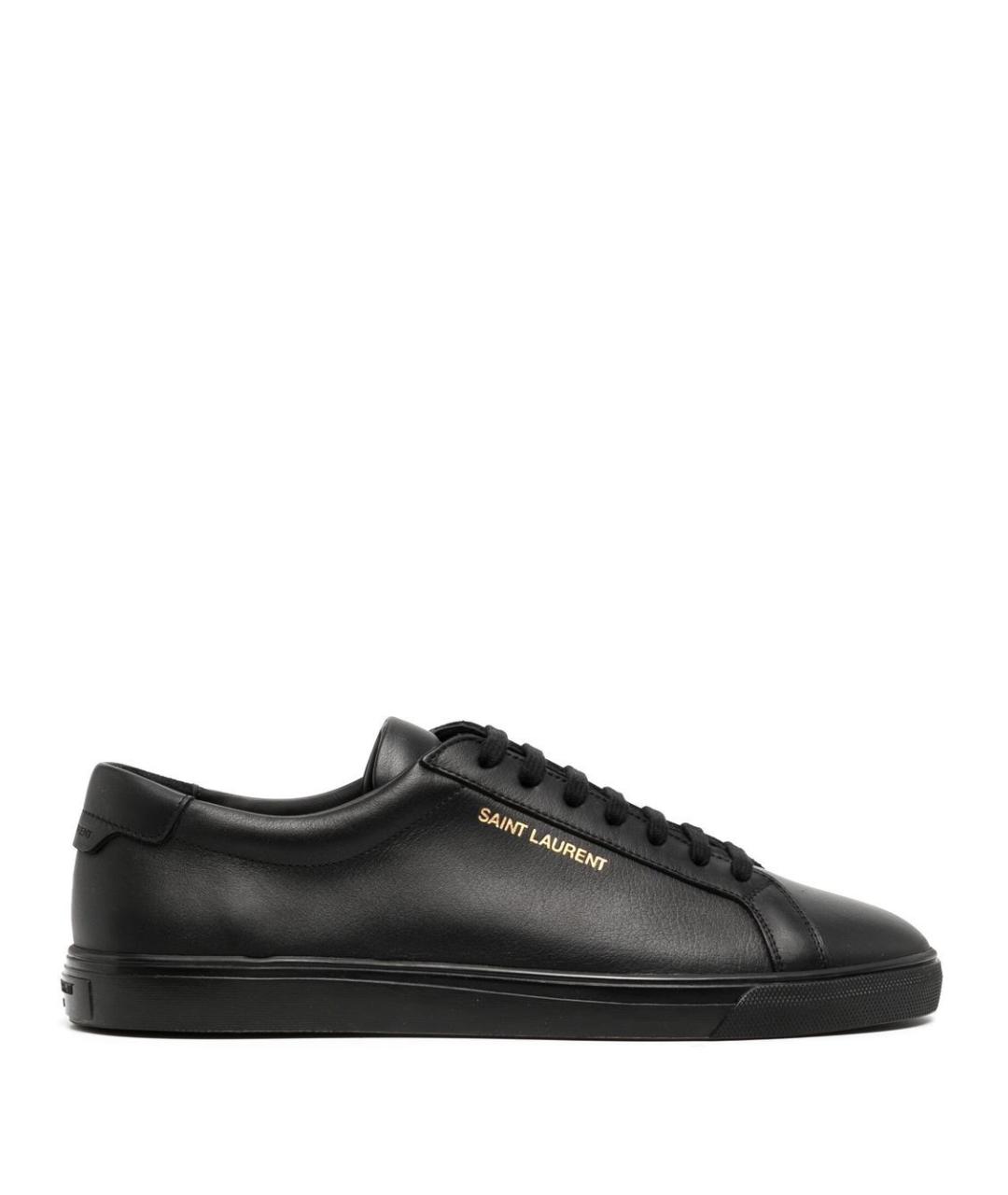 SAINT LAURENT Черные кожаные низкие кроссовки / кеды, фото 1