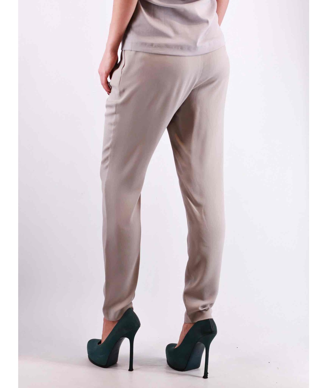 FABIANA FILIPPI Серые шелковые брюки узкие, фото 3