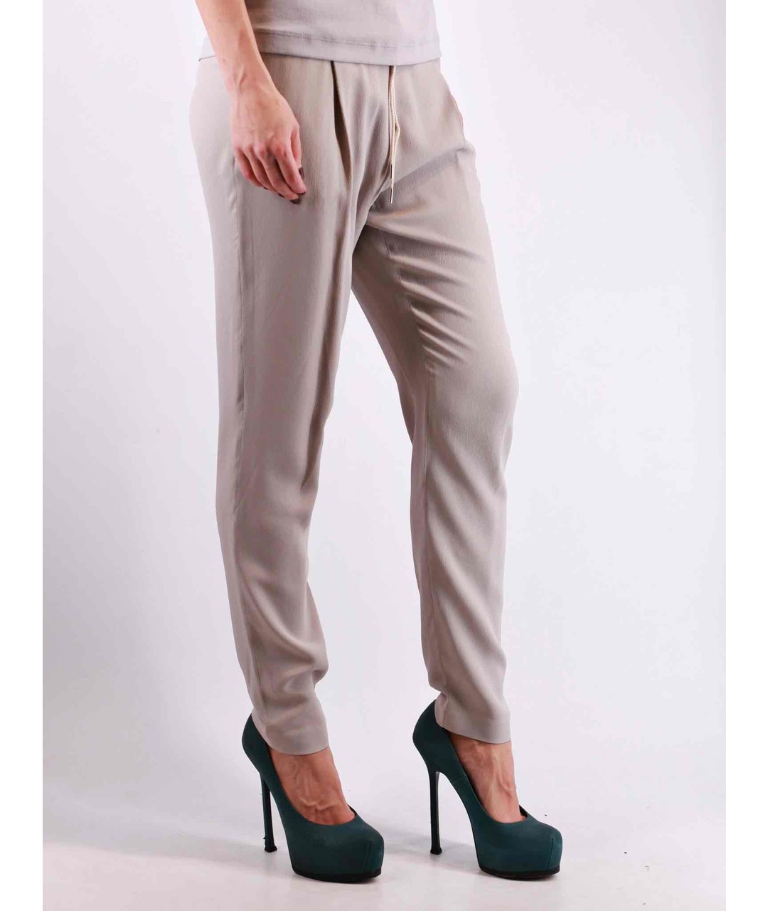 FABIANA FILIPPI Серые шелковые брюки узкие, фото 2