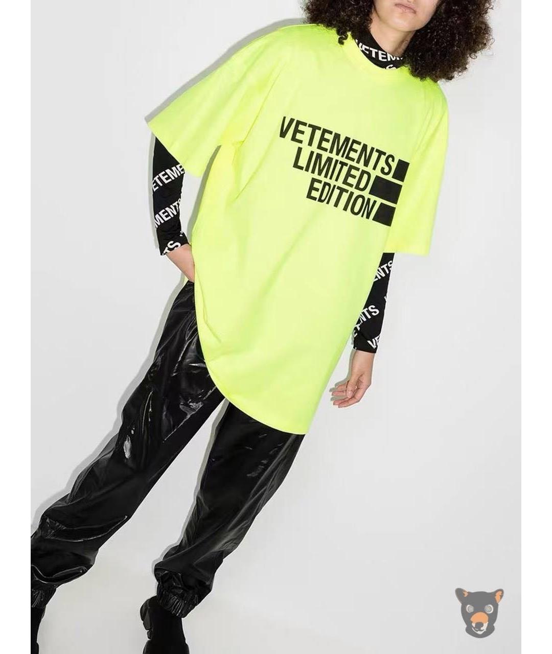 VETEMENTS Желтая хлопковая футболка, фото 7