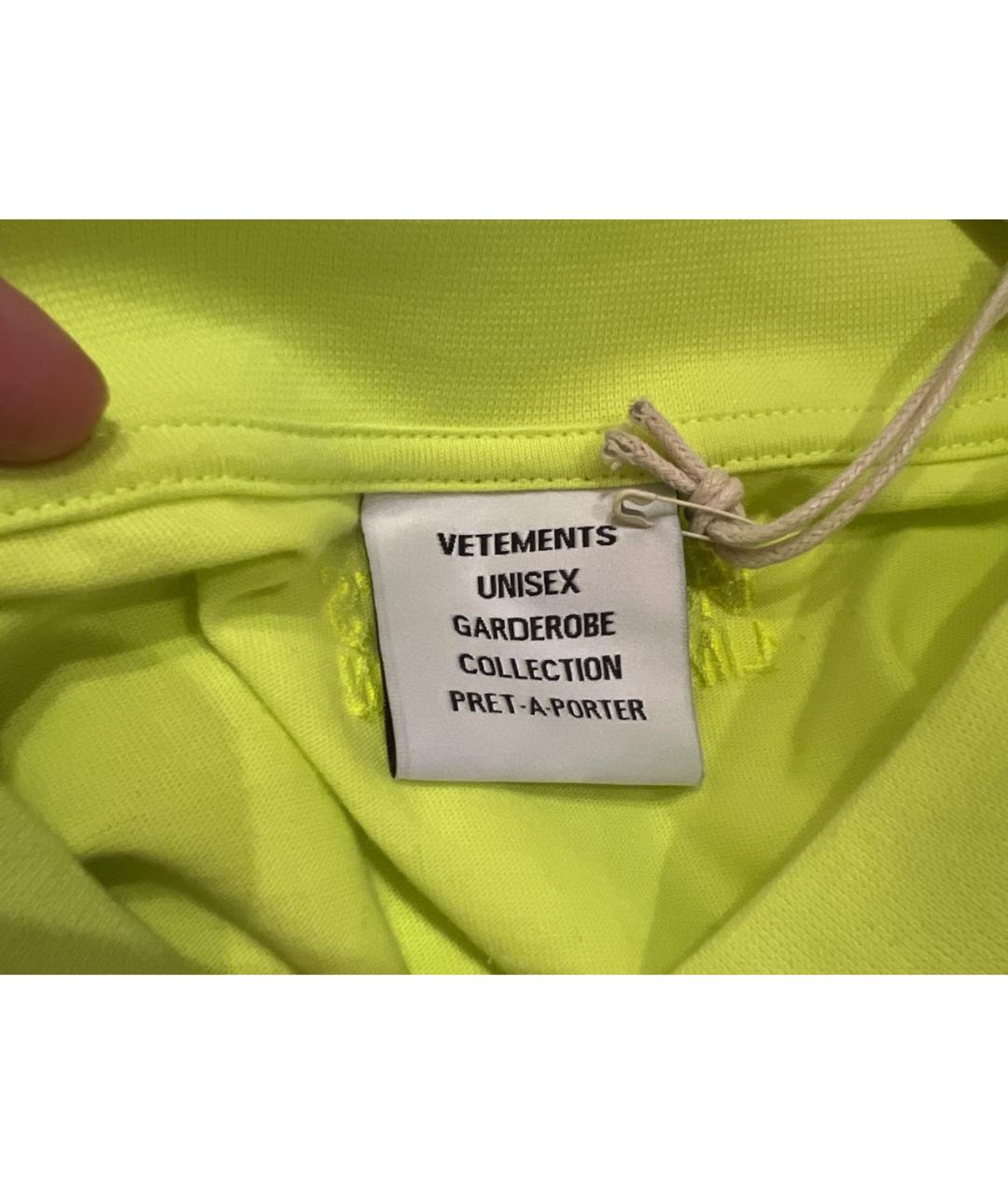 VETEMENTS Желтая хлопковая футболка, фото 3