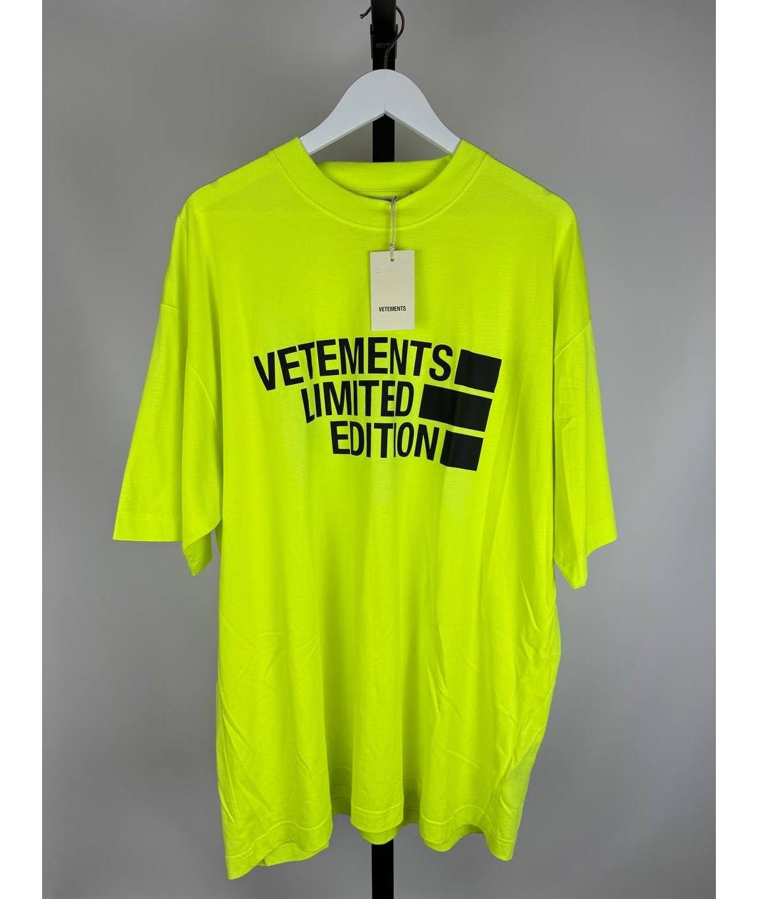 VETEMENTS Желтая хлопковая футболка, фото 4