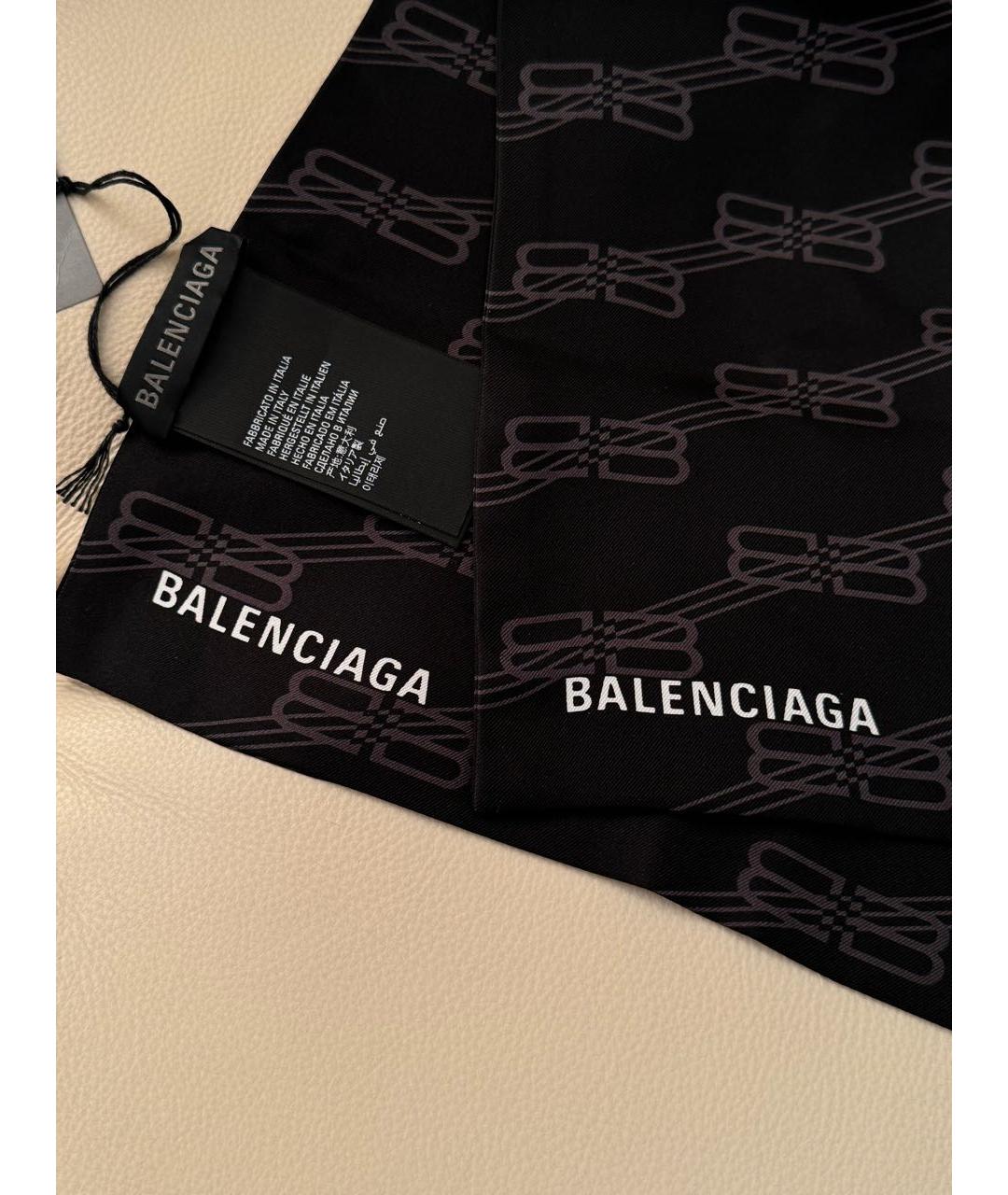 BALENCIAGA Черный шелковый шарф, фото 3