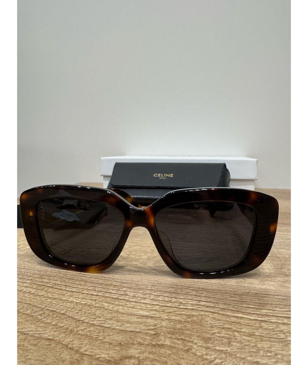CELINE Коричневые пластиковые солнцезащитные очки, фото 5