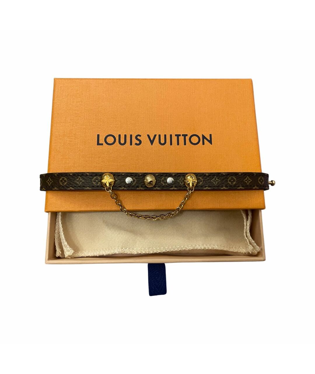 LOUIS VUITTON PRE-OWNED Коричневый кожаный браслет, фото 6