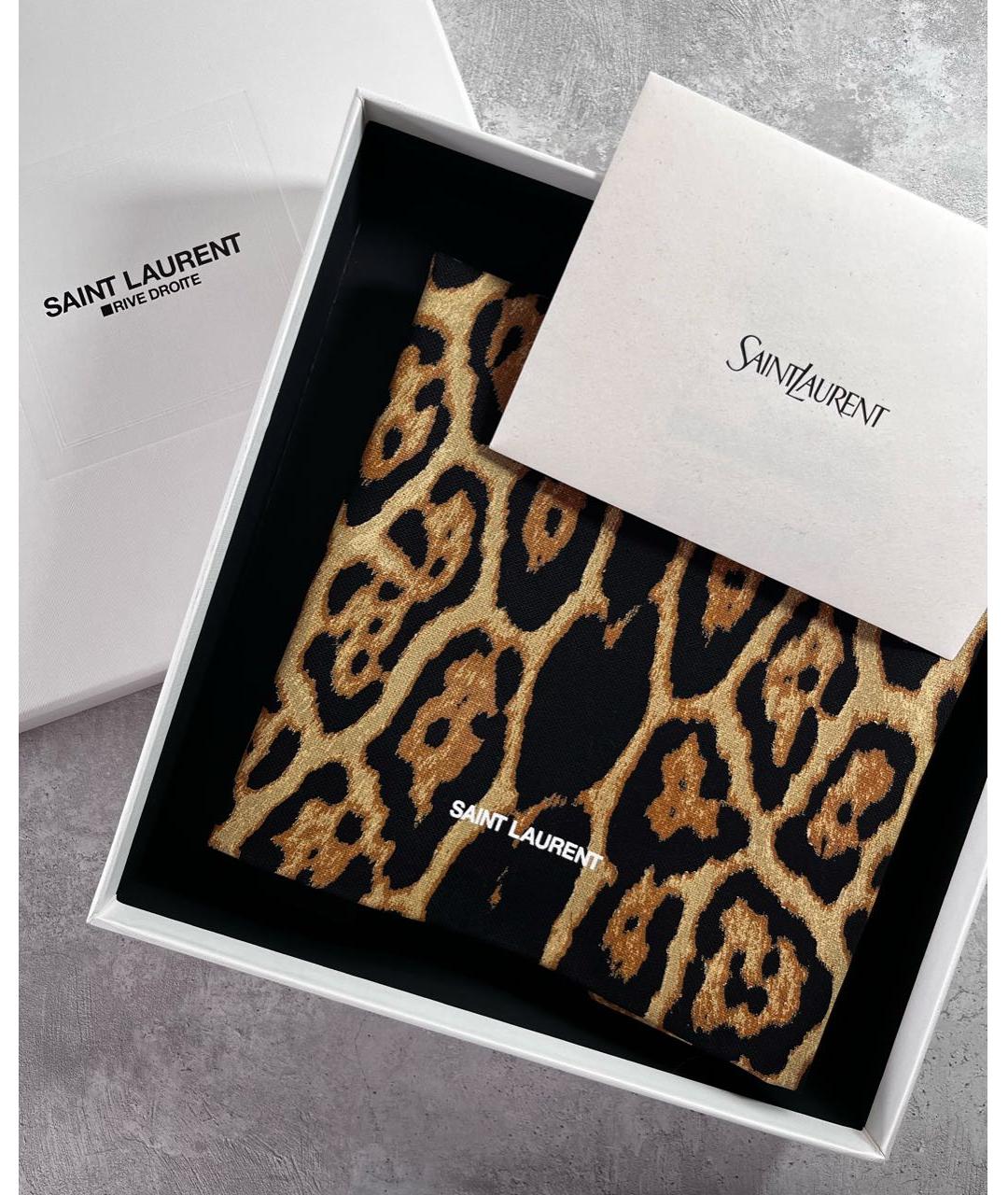 SAINT LAURENT Коричневая хлопковая сумка тоут, фото 2