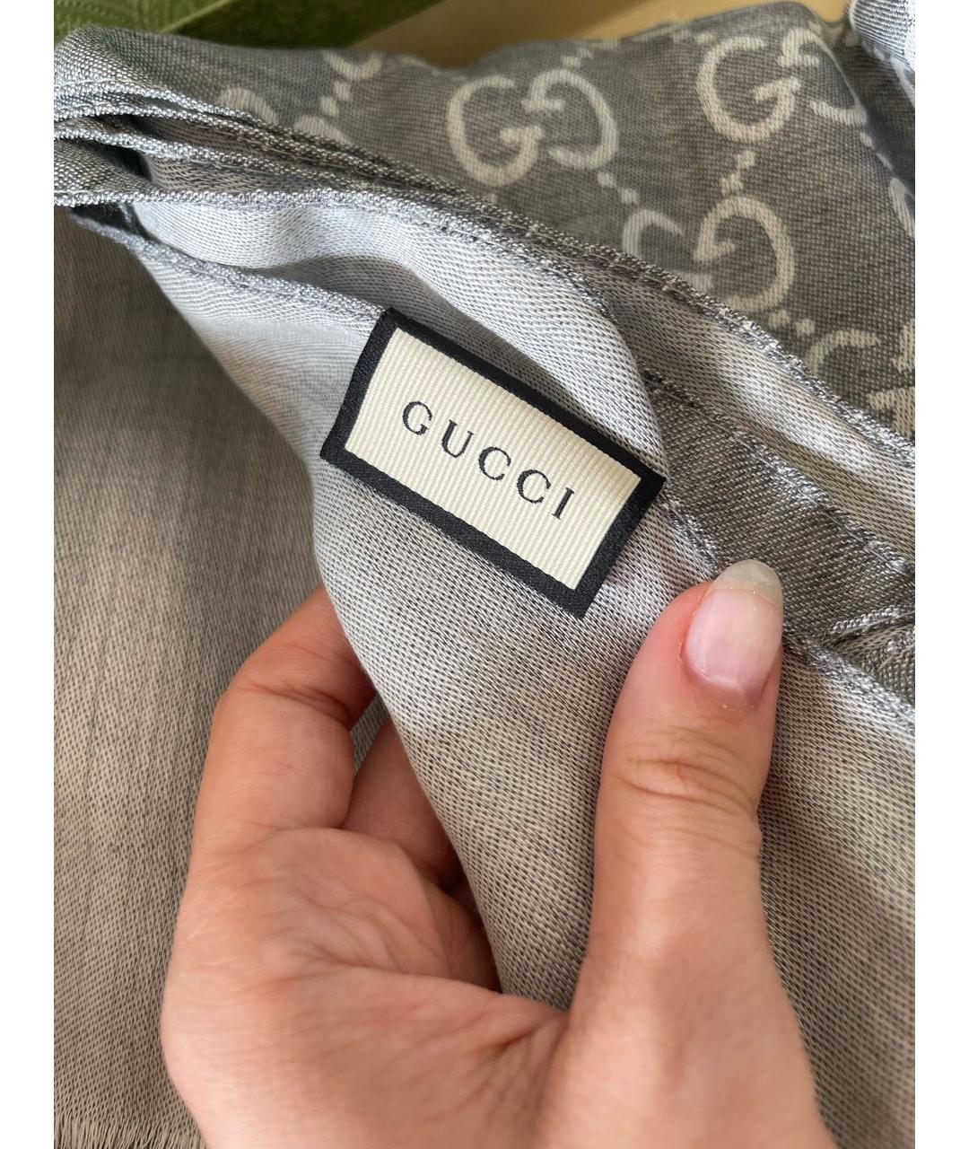 GUCCI Серый шарф, фото 3