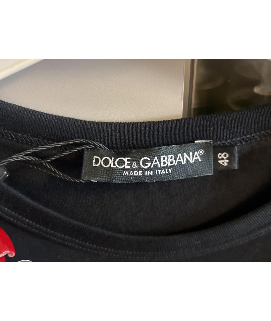 DOLCE&GABBANA Черная хлопковая футболка, фото 4