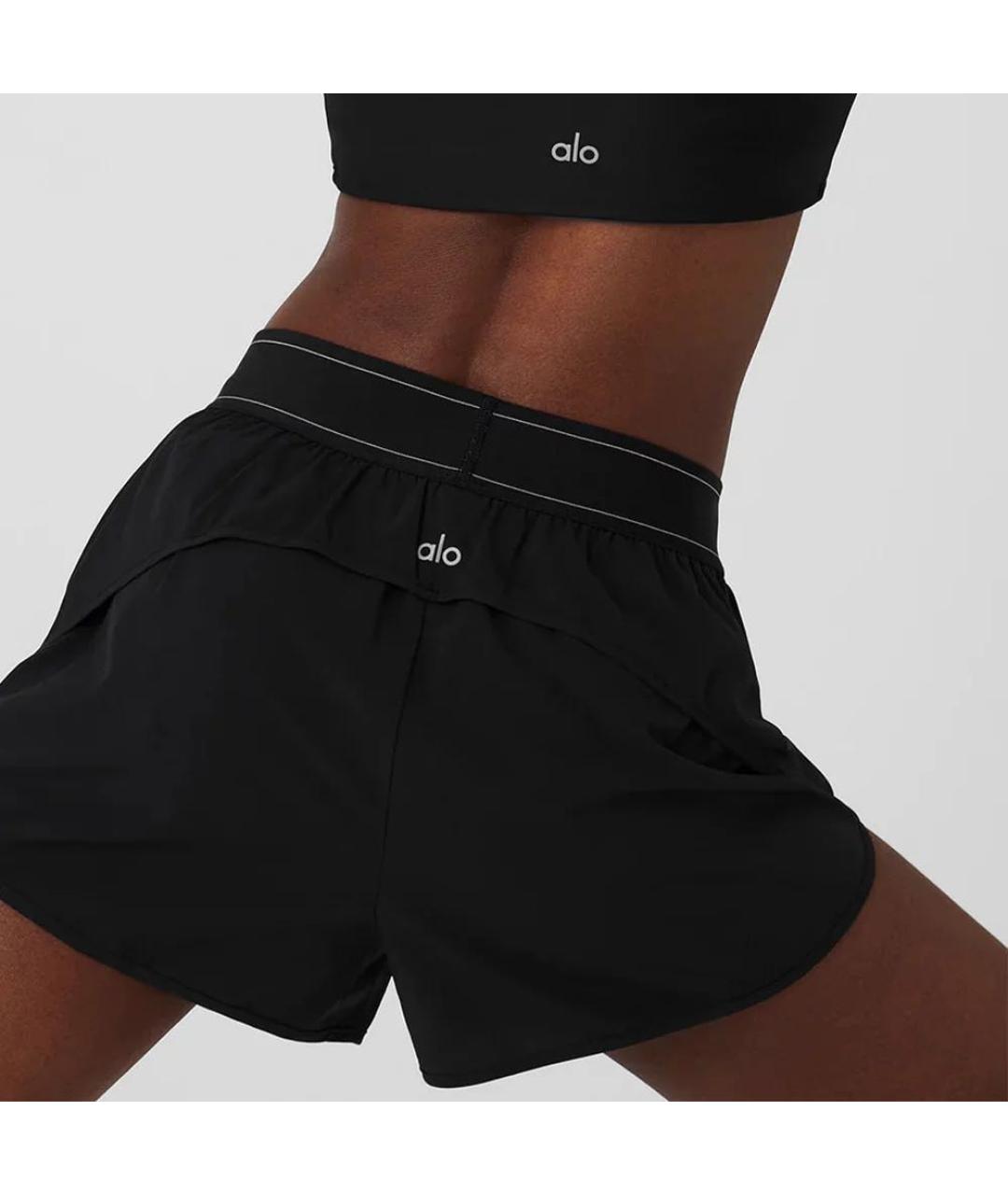ALO YOGA Черные хлопковые спортивные брюки и шорты, фото 3