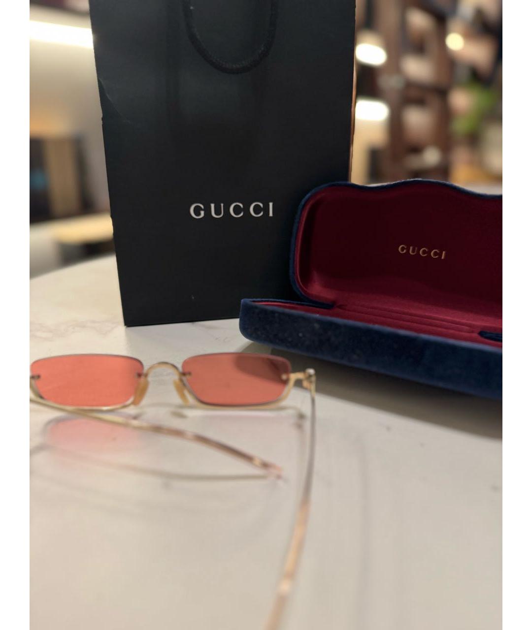 GUCCI Красные металлические солнцезащитные очки, фото 6