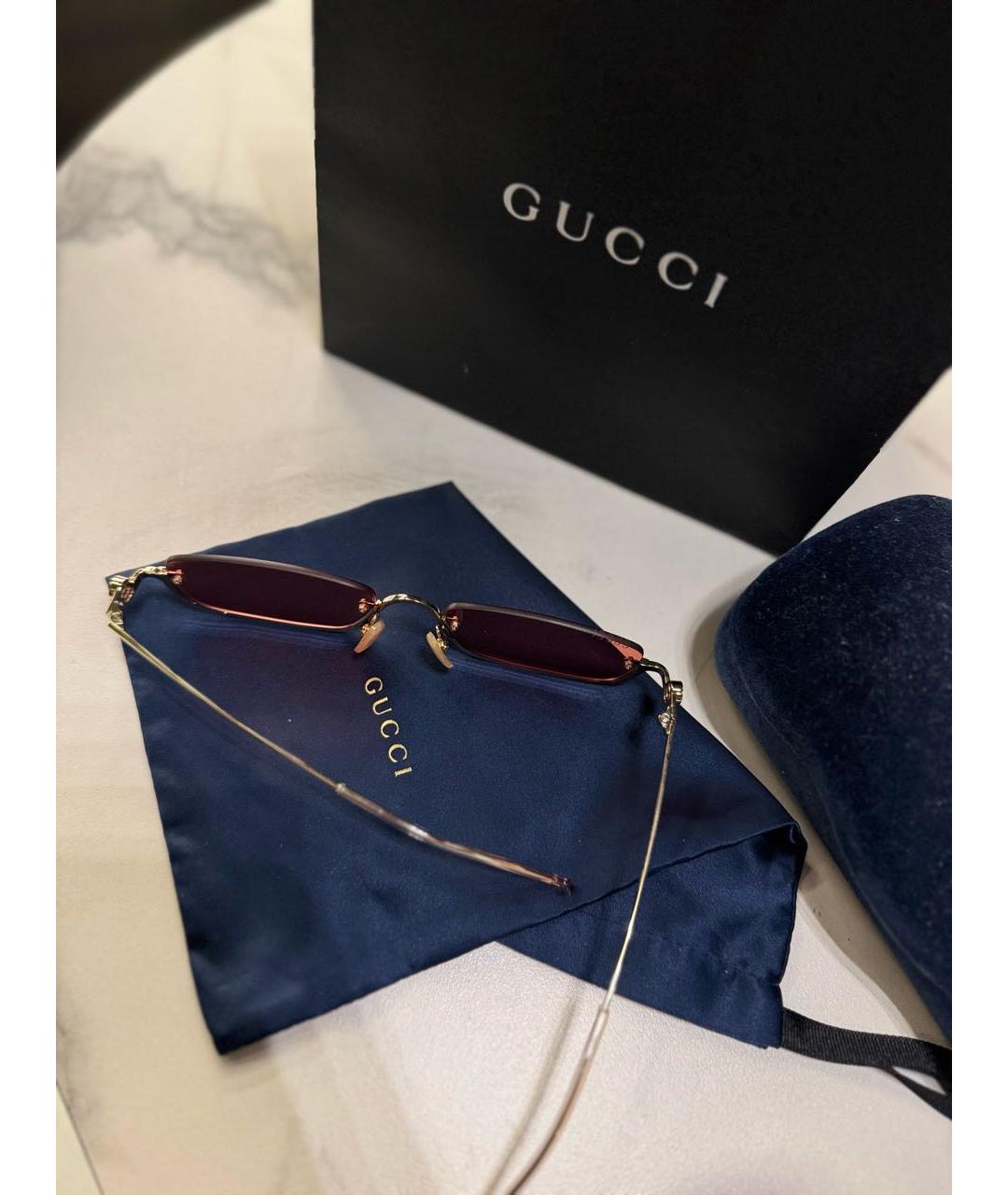 GUCCI Красные металлические солнцезащитные очки, фото 3