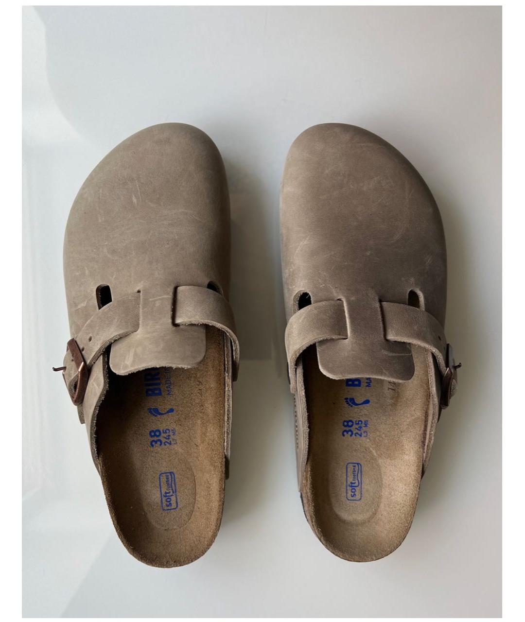 BIRKENSTOCK Бежевые нубуковые сабо, фото 3