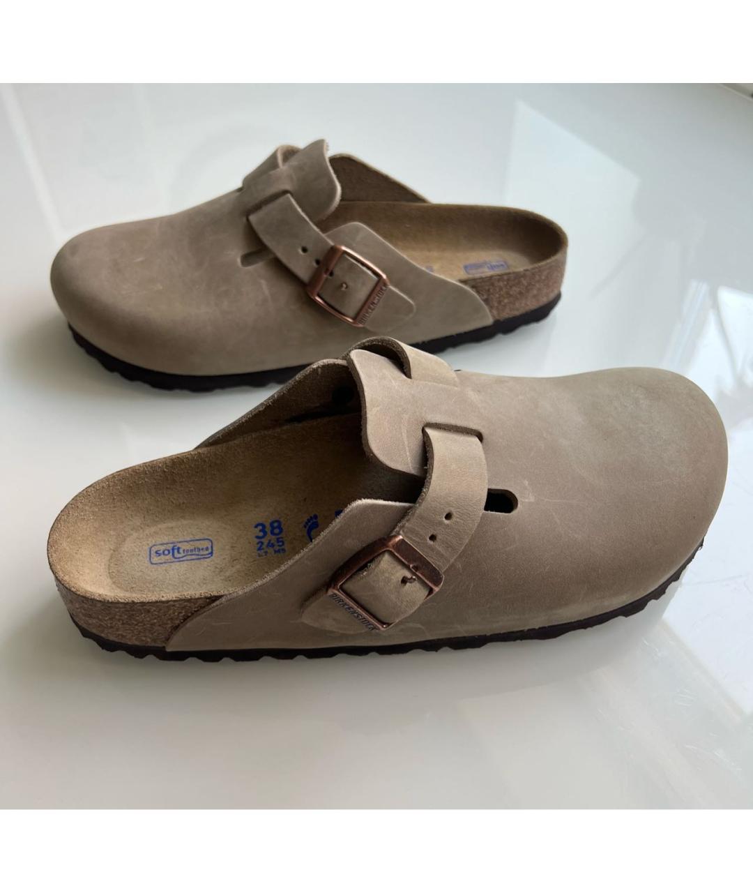 BIRKENSTOCK Бежевые нубуковые сабо, фото 4