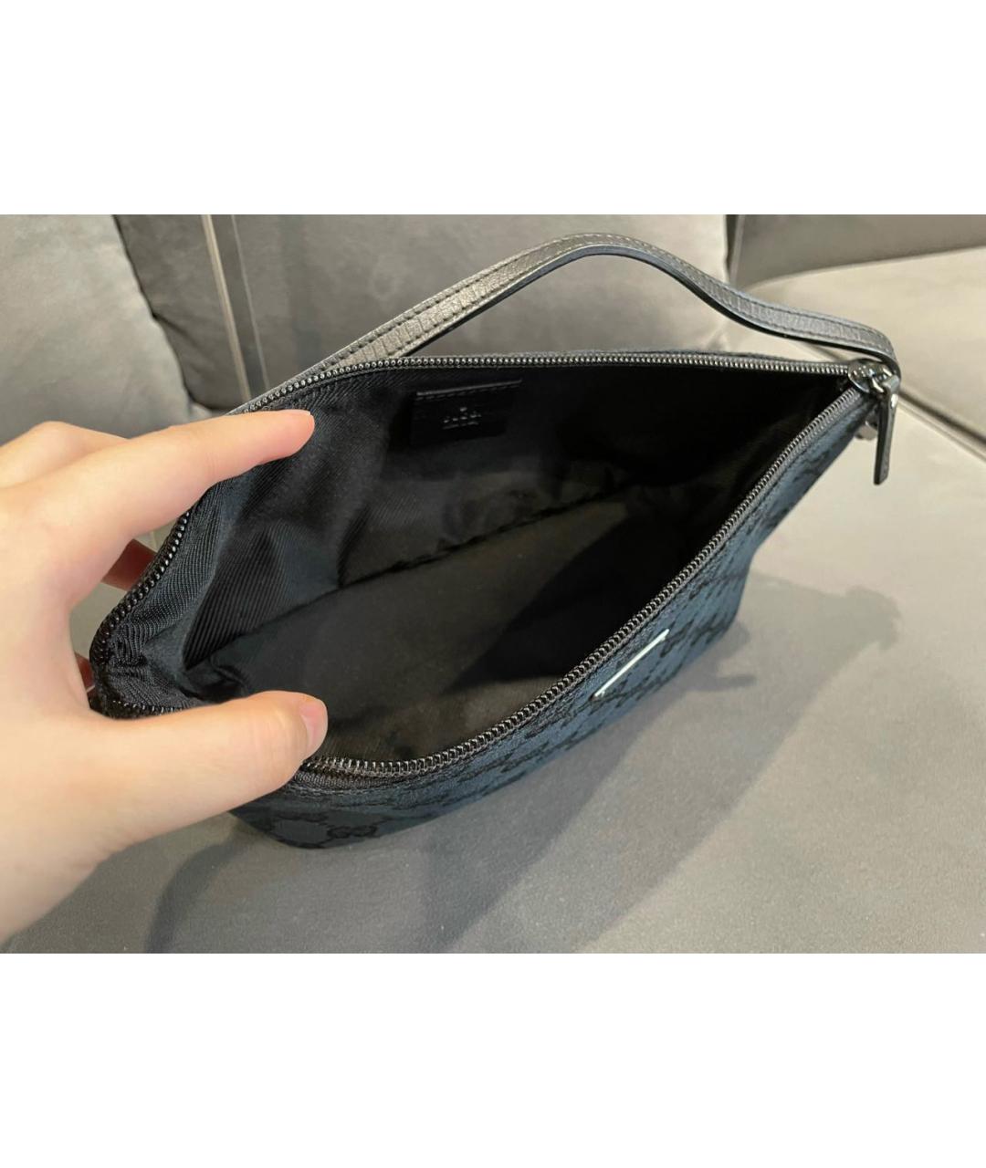 GUCCI Черная тканевая сумка с короткими ручками, фото 4