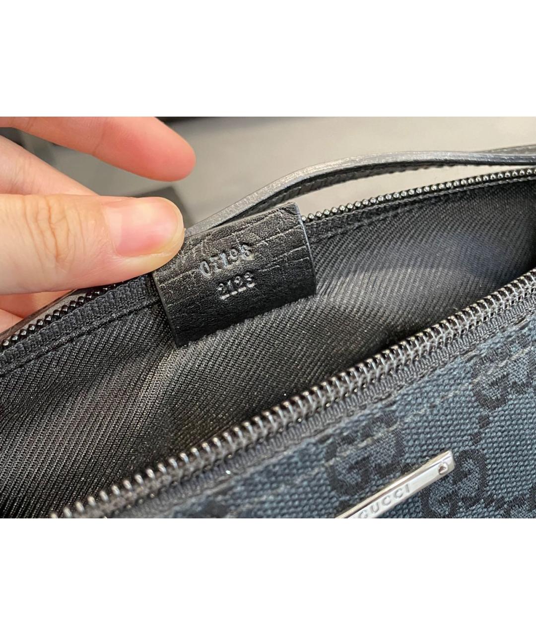 GUCCI Черная тканевая сумка с короткими ручками, фото 8