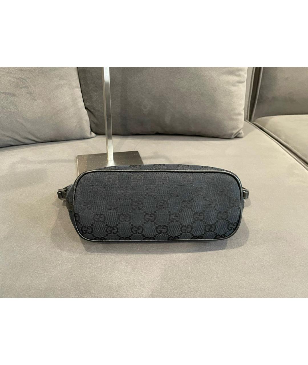 GUCCI Черная тканевая сумка с короткими ручками, фото 7