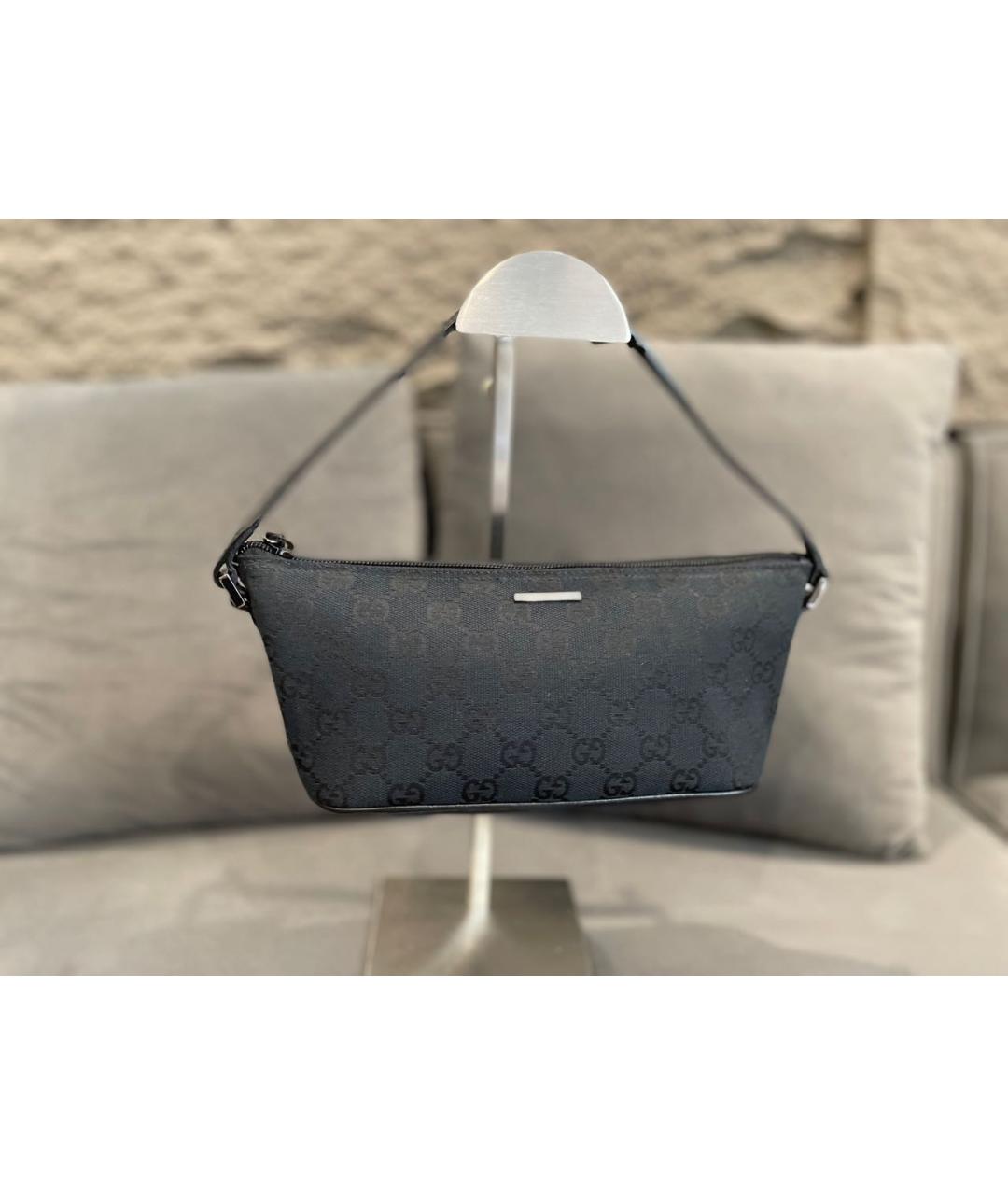 GUCCI Черная тканевая сумка с короткими ручками, фото 9