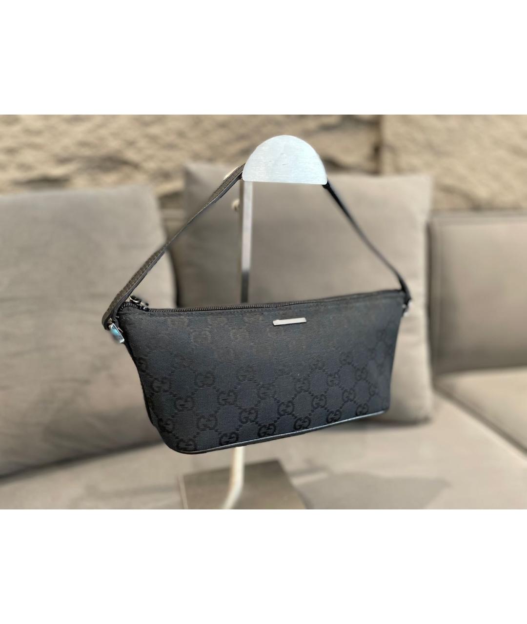 GUCCI Черная тканевая сумка с короткими ручками, фото 2