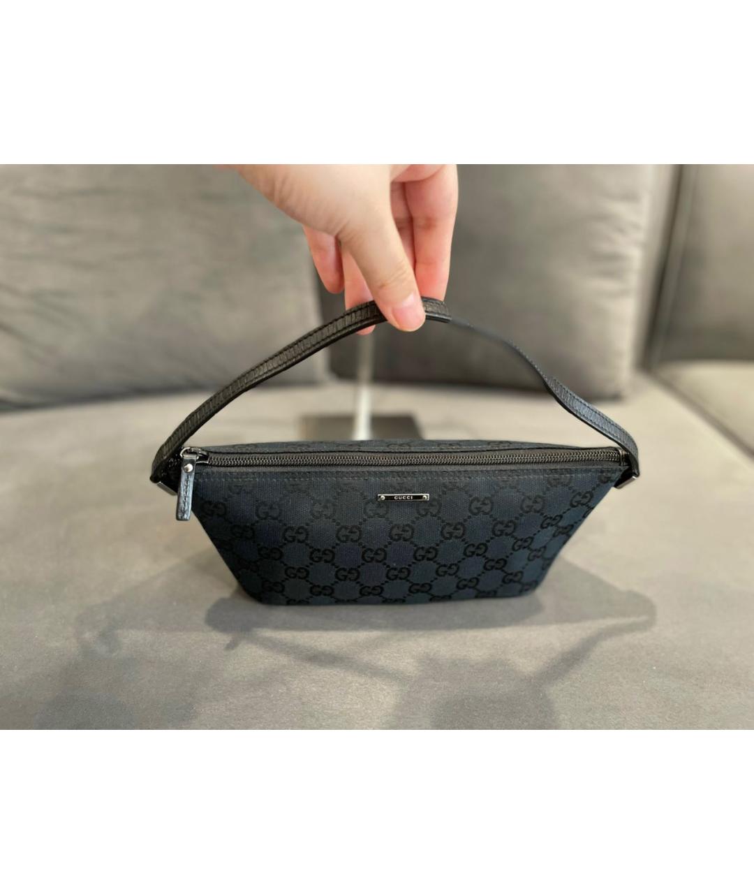 GUCCI Черная тканевая сумка с короткими ручками, фото 3