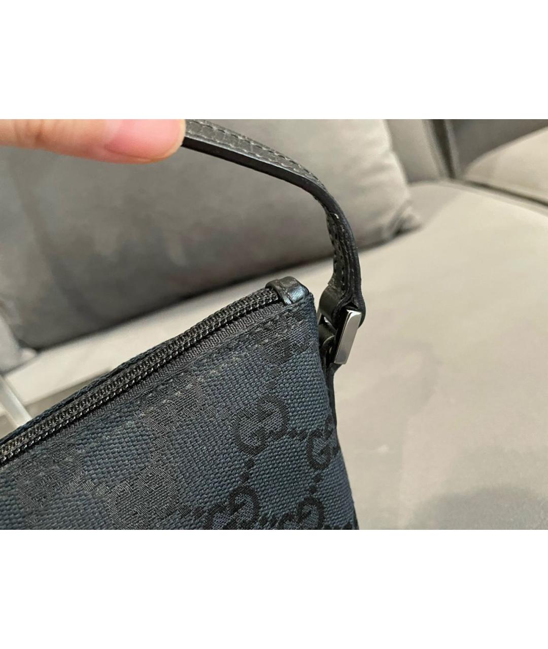 GUCCI Черная тканевая сумка с короткими ручками, фото 5