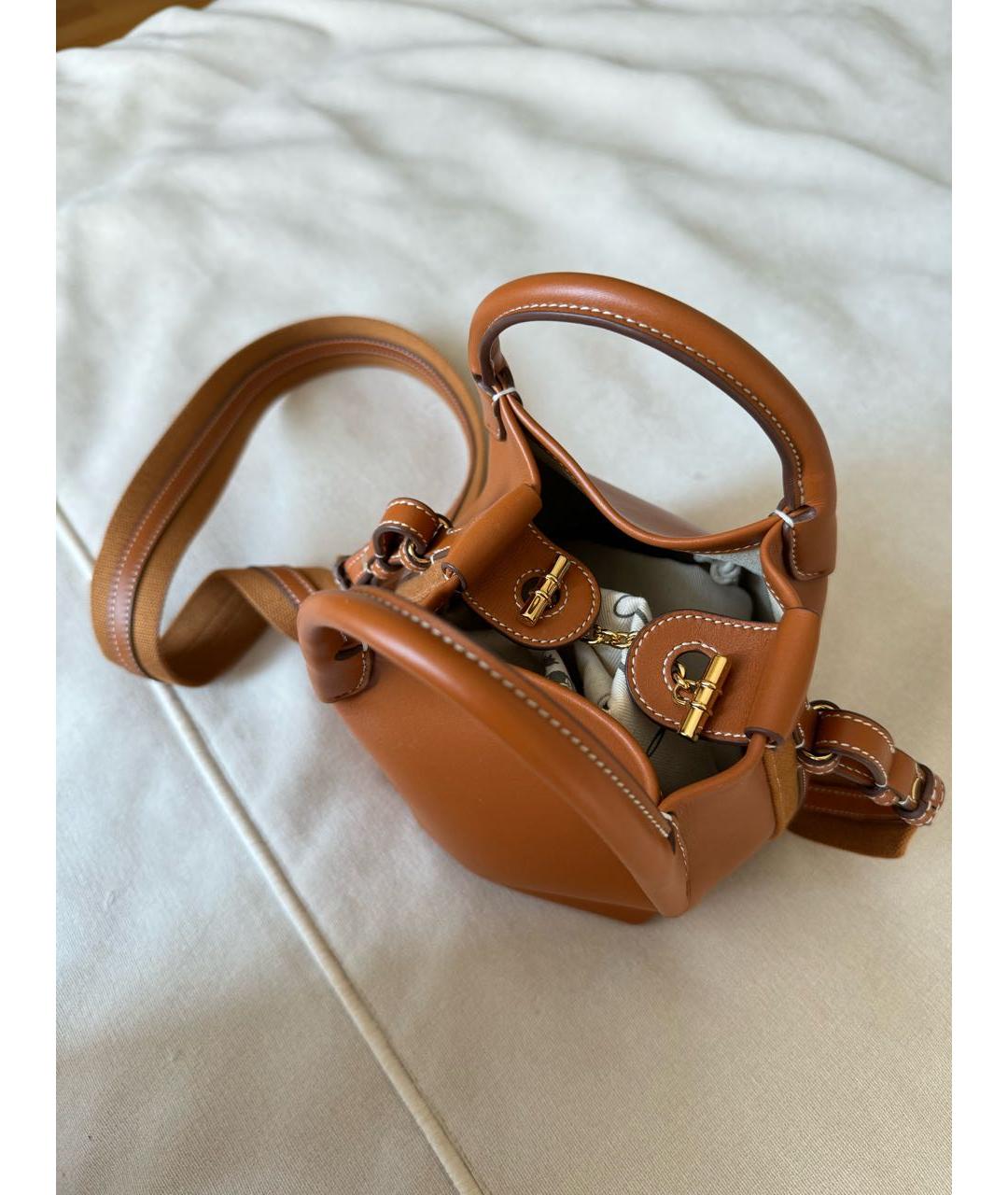 LORO PIANA Коричневая кожаная сумка через плечо, фото 3