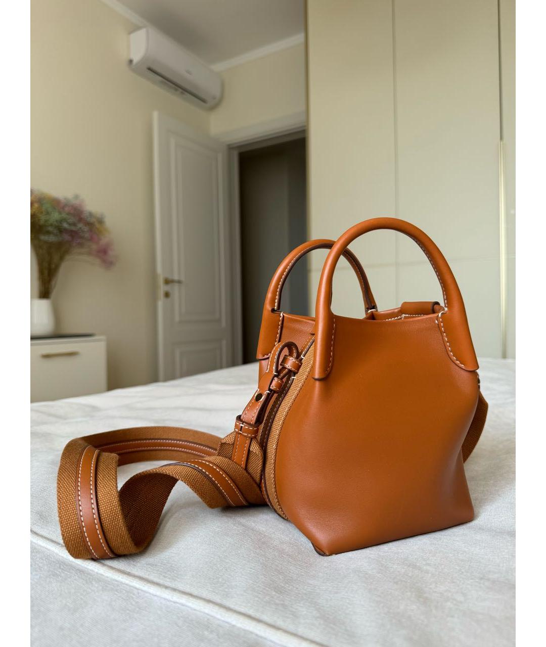 LORO PIANA Коричневая кожаная сумка через плечо, фото 2