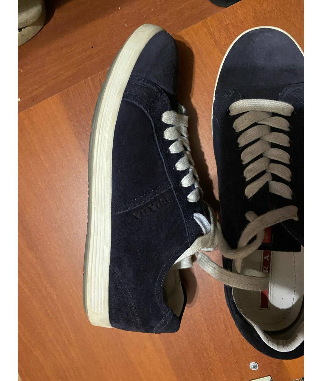 PRADA Темно-синие низкие кроссовки / кеды, фото 7