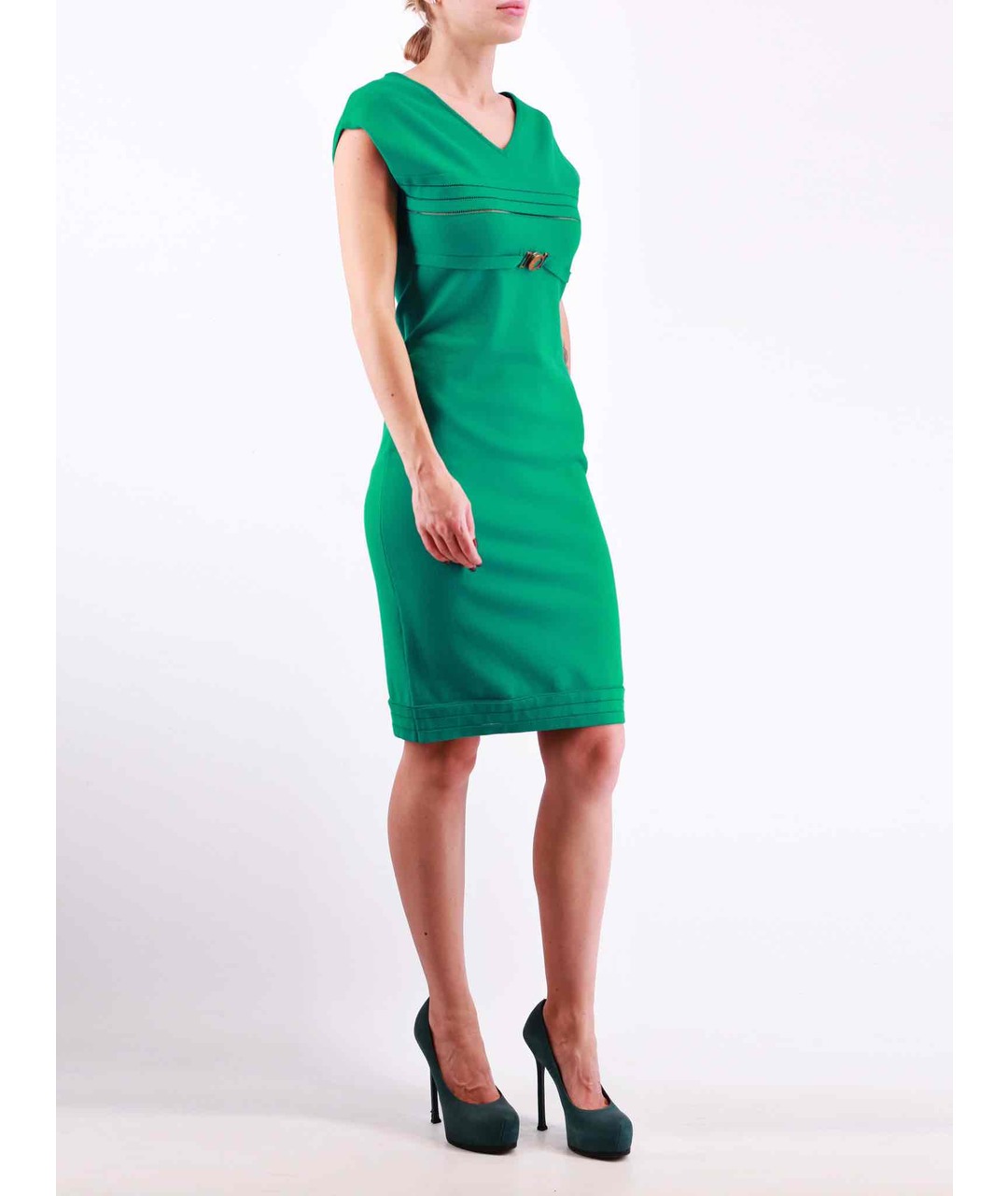 VERSACE COLLECTION Зеленые вискозное повседневное платье, фото 2