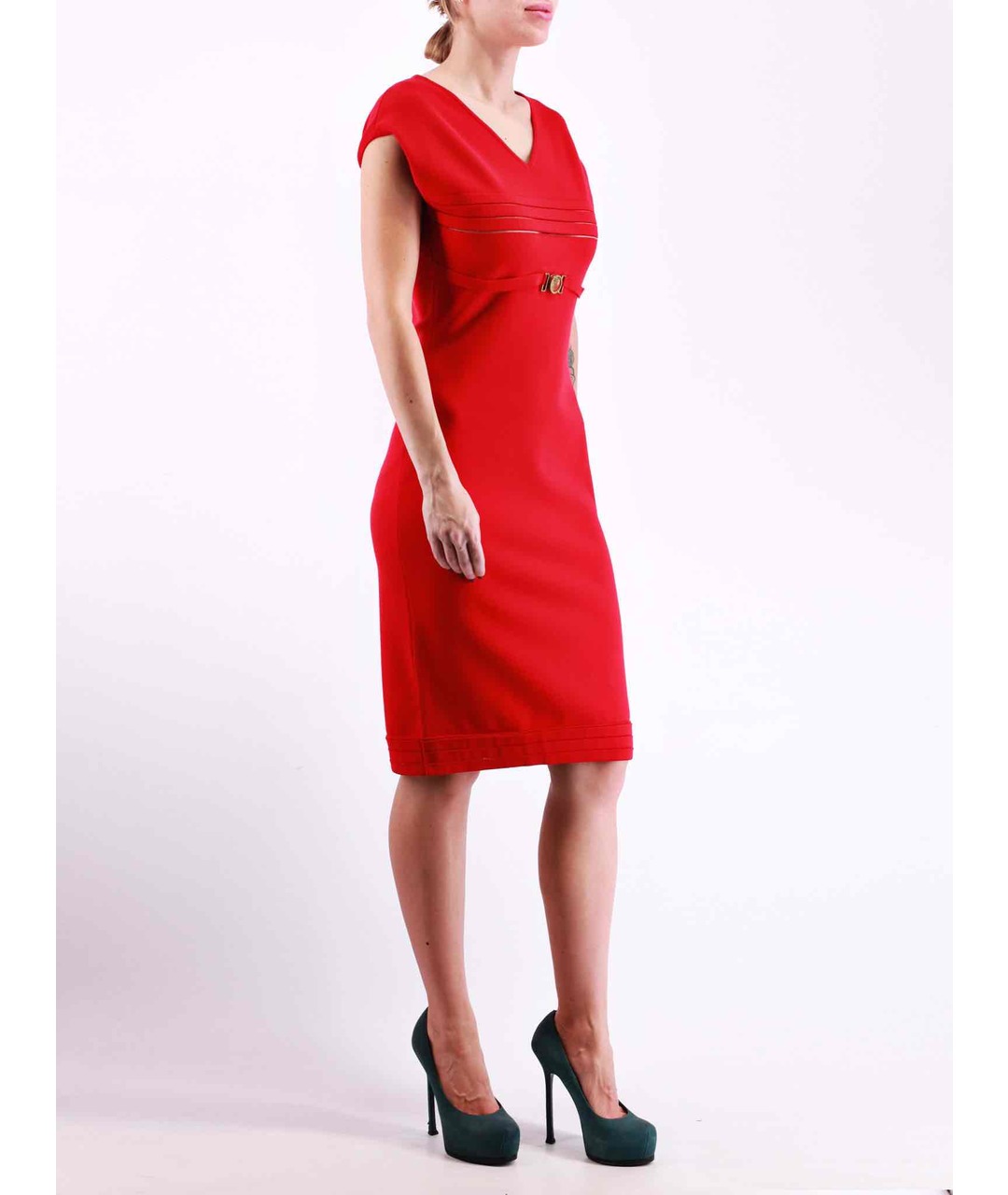VERSACE COLLECTION Красное вискозное повседневное платье, фото 2