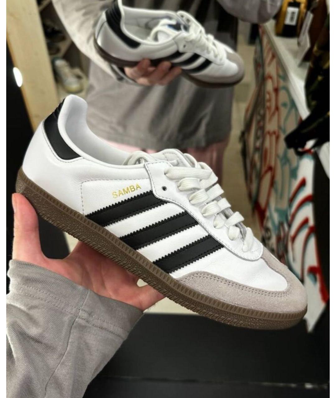 ADIDAS Белые кожаные кроссовки, фото 2