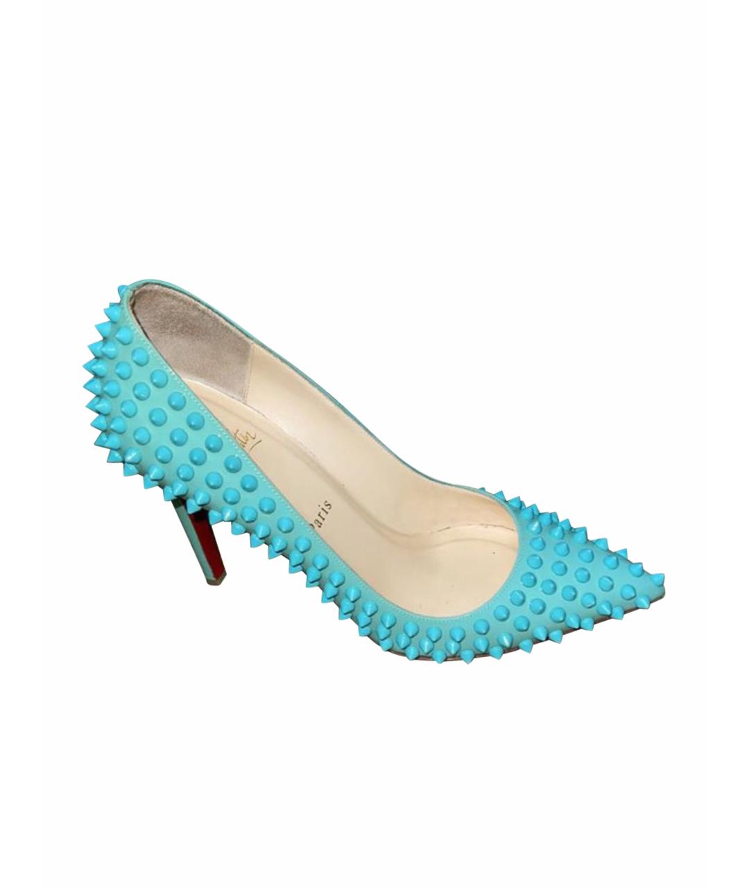 CHRISTIAN LOUBOUTIN Бирюзовые кожаные туфли, фото 1