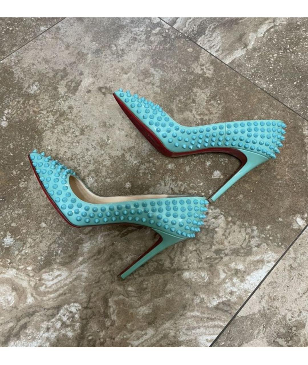 CHRISTIAN LOUBOUTIN Бирюзовые кожаные туфли, фото 4