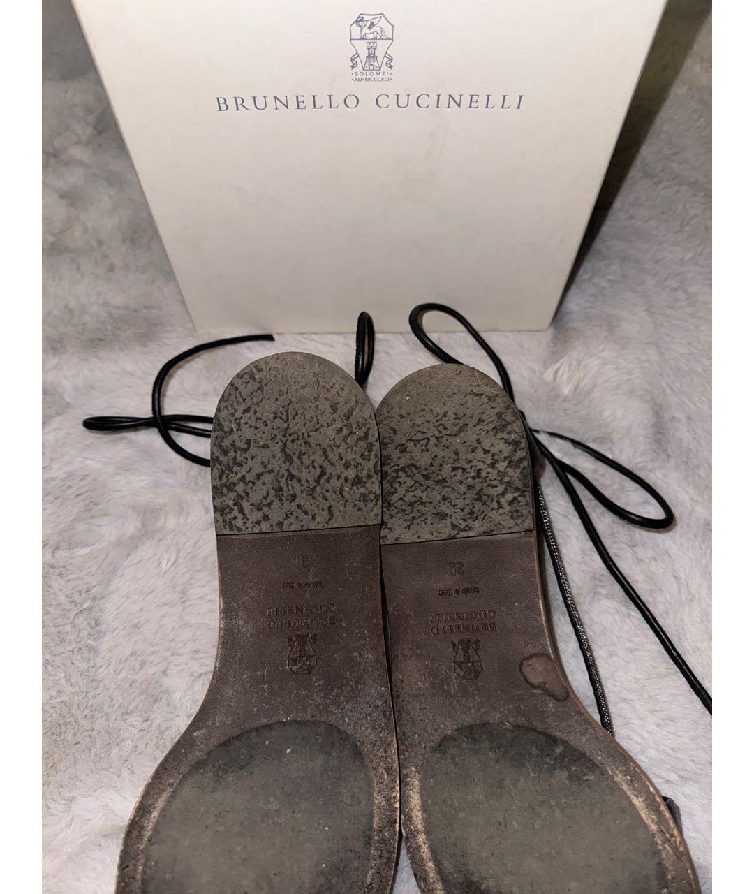 BRUNELLO CUCINELLI Черные кожаные босоножки, фото 5