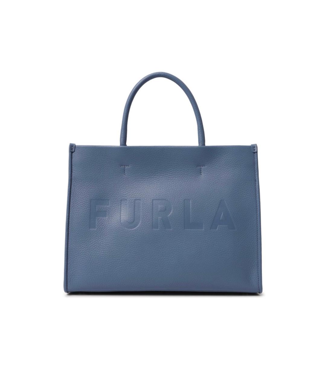 FURLA Синяя кожаная сумка тоут, фото 1