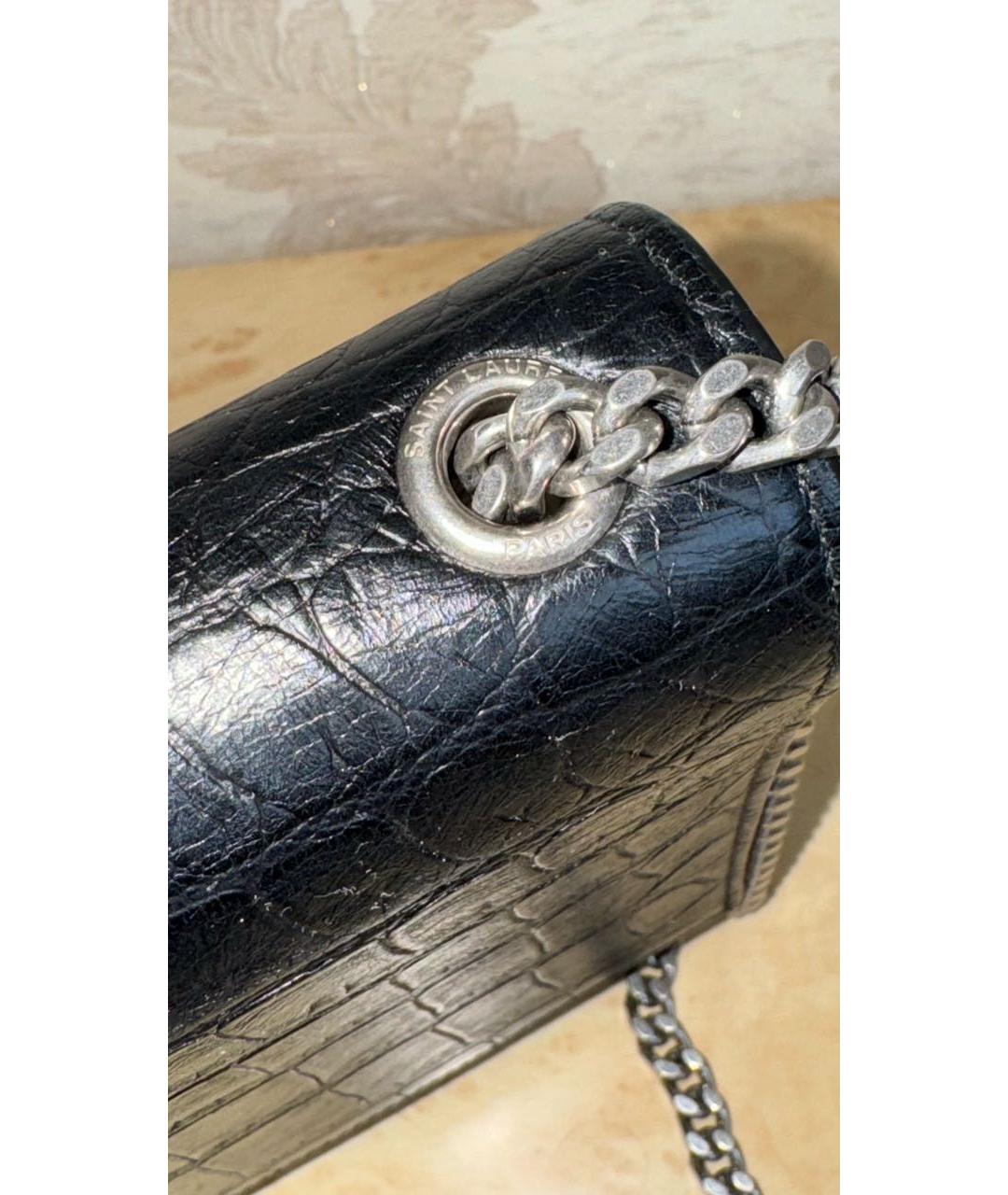 SAINT LAURENT Черная кожаная сумка через плечо, фото 3