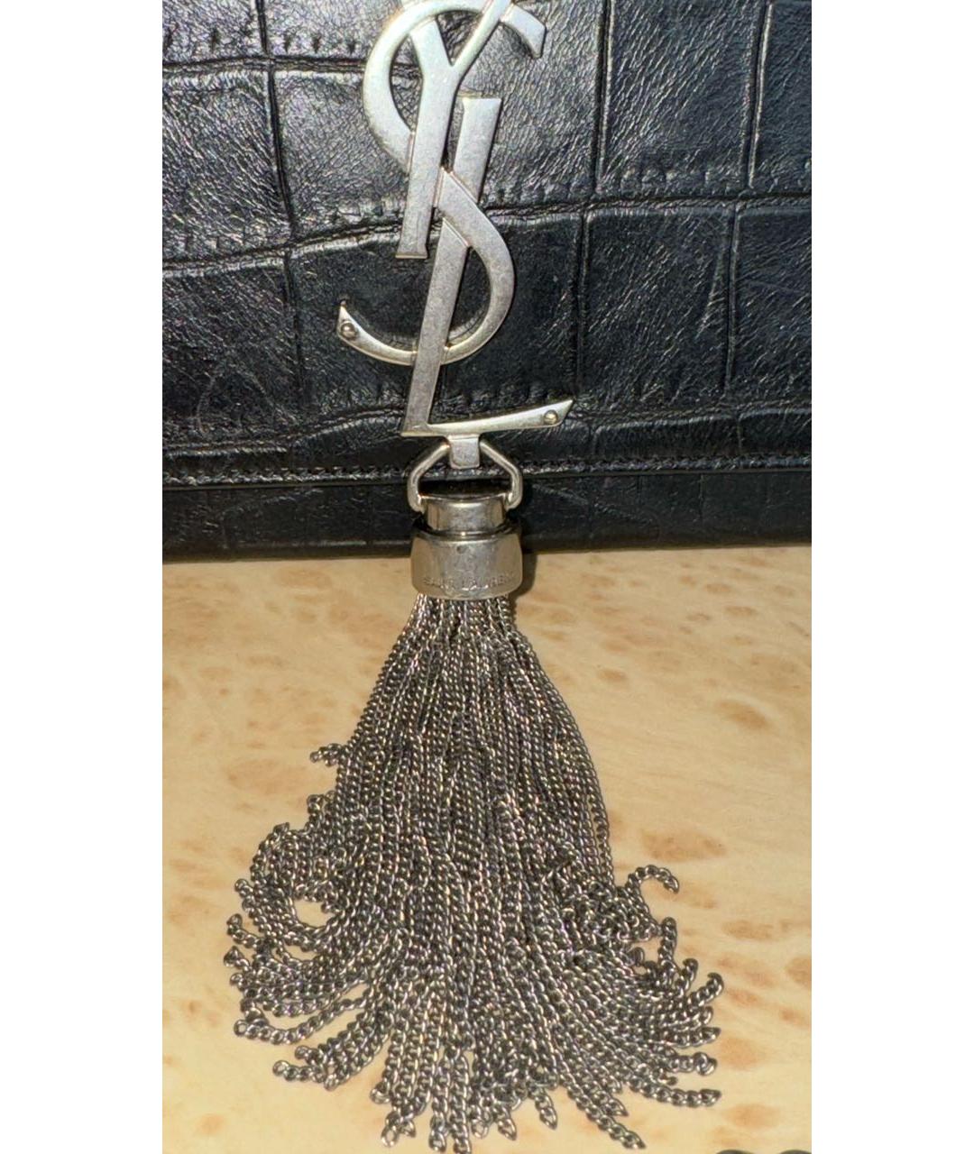SAINT LAURENT Черная кожаная сумка через плечо, фото 2