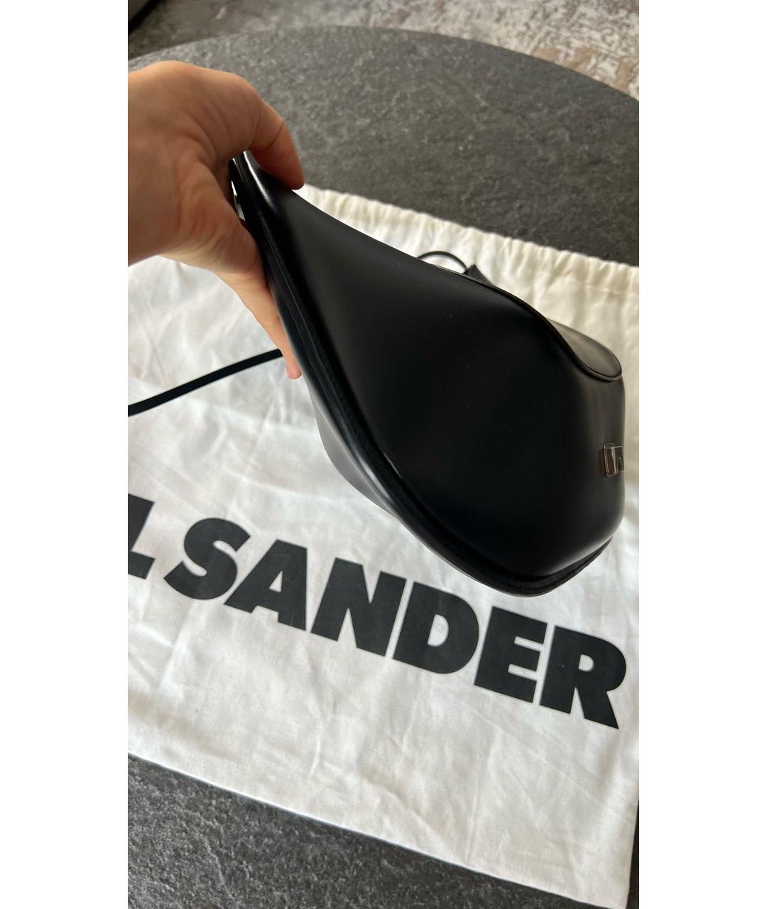 JIL SANDER Черная кожаная сумка через плечо, фото 4