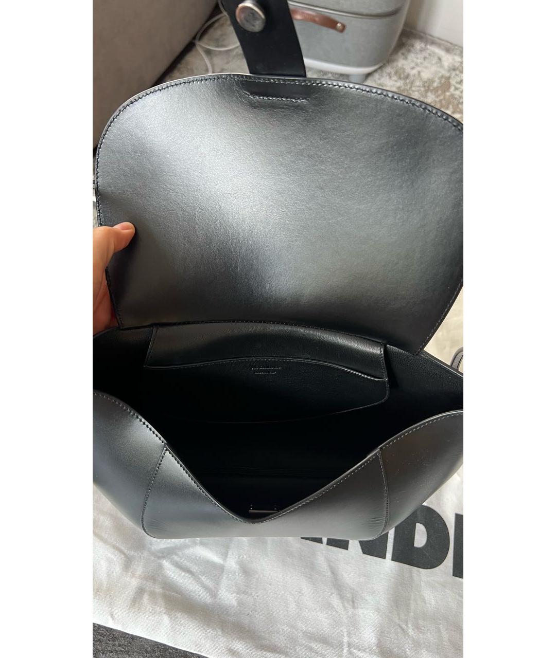 JIL SANDER Черная кожаная сумка через плечо, фото 3